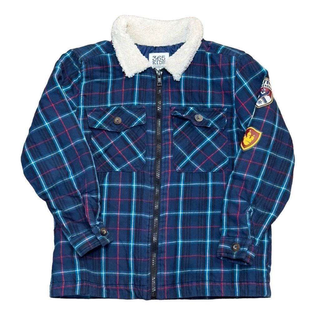 365 Kids from Garanimals Blue Checkered Winter Jacket Size 7